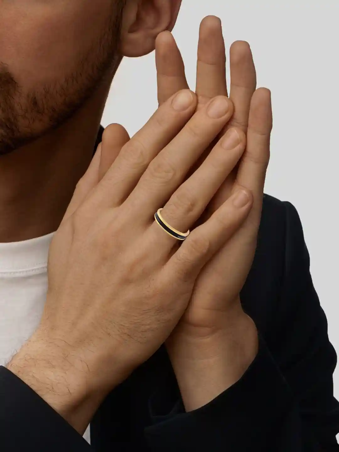 Buy Dual colour tone Black Band Brass challa finger ring Ring