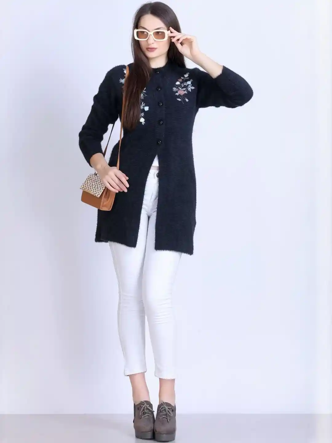 Buy Roadster Women Embroidered Long Coat Style Cardigan Coats