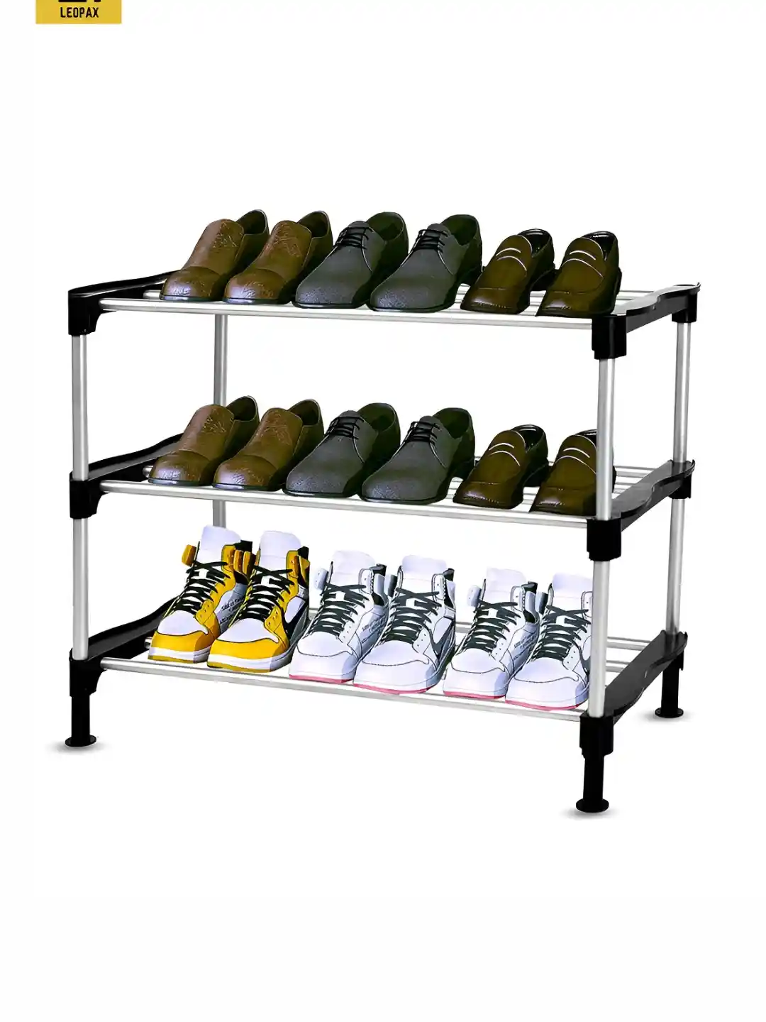 Buy LEOPAX Black 3-Layer Shoe Rack With Wheels Shoe Rack for