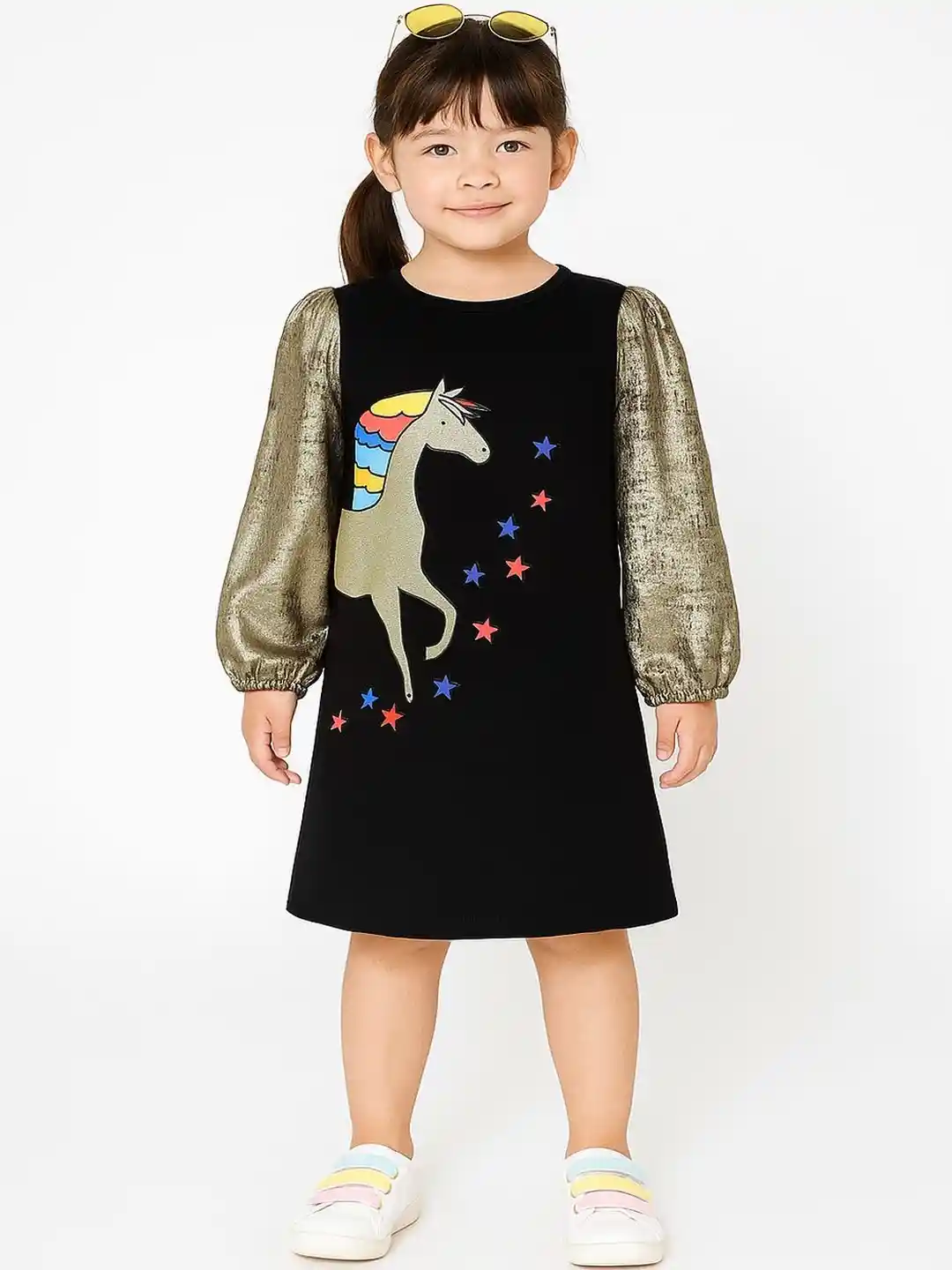 Buy BRIGHT STARS KIDSWEAR Floral Puff Sleeve A-Line Dress