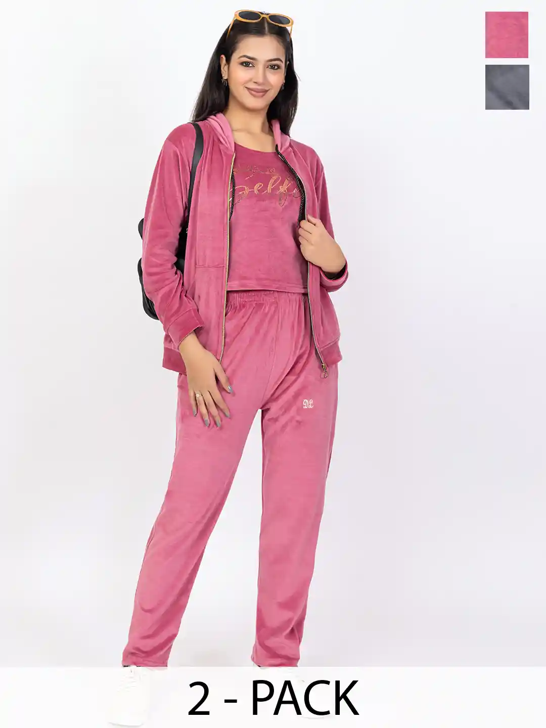 Buy D-LINE Pack Of 3-Piece Velvet Tracksuit With Inner
