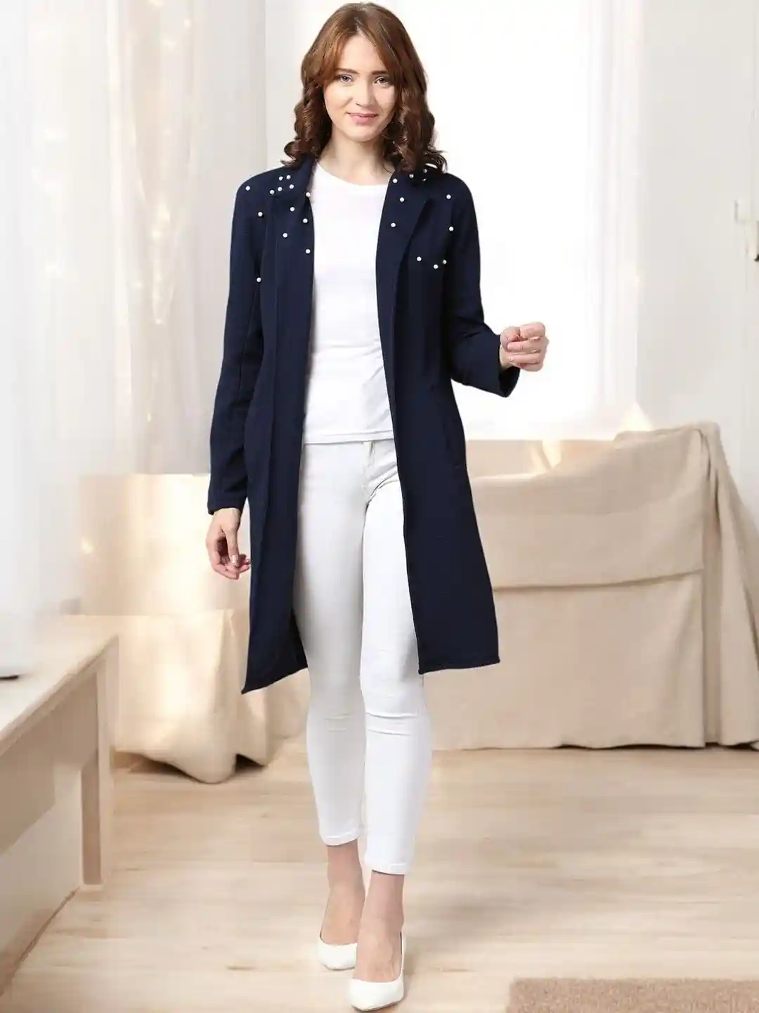 Buy ZEUGEN Embellished Front Open Overcoat Coats for Women
