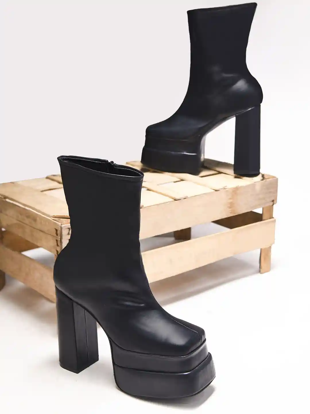Buy Try Me Women Platform-Heeled Square Toe High-Top Boots Boots