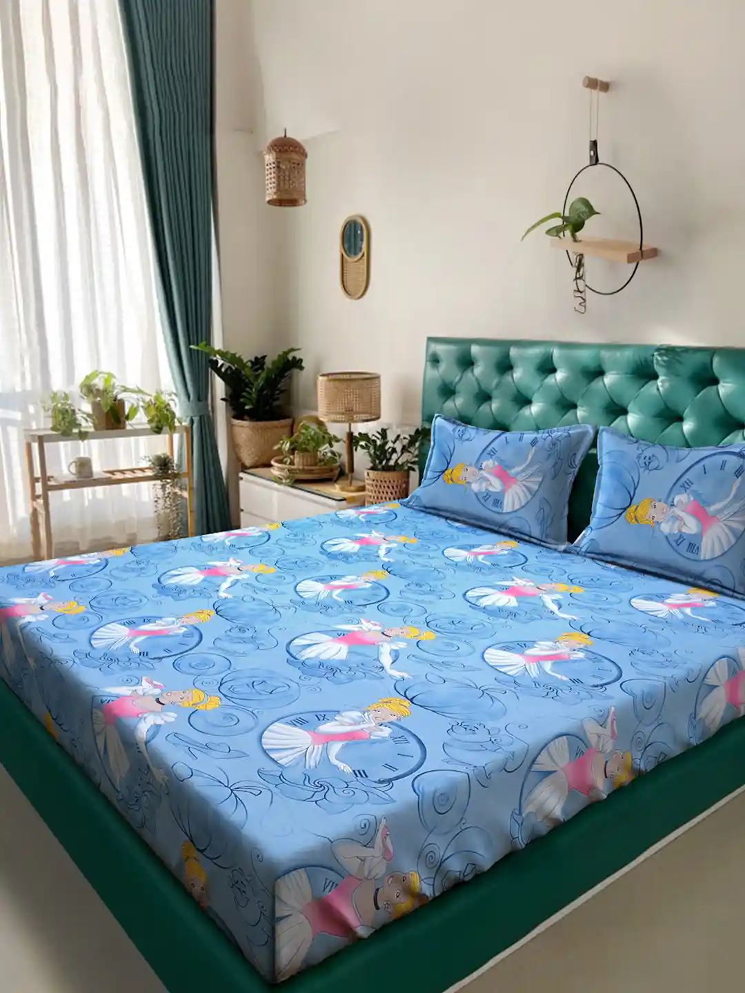 Buy KLOTTHE Kids Blue Printed Pure Cotton 400 TC Fitted King