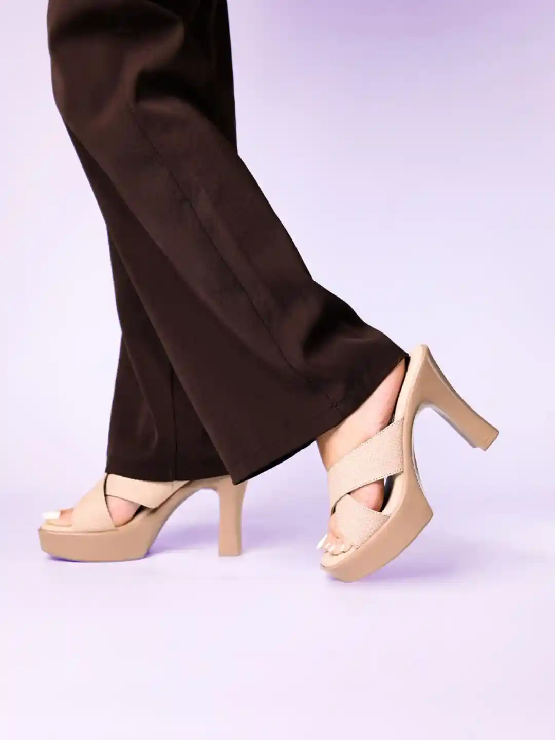 Buy Monrow Women Drew Beige Platform Heels Heels for Women