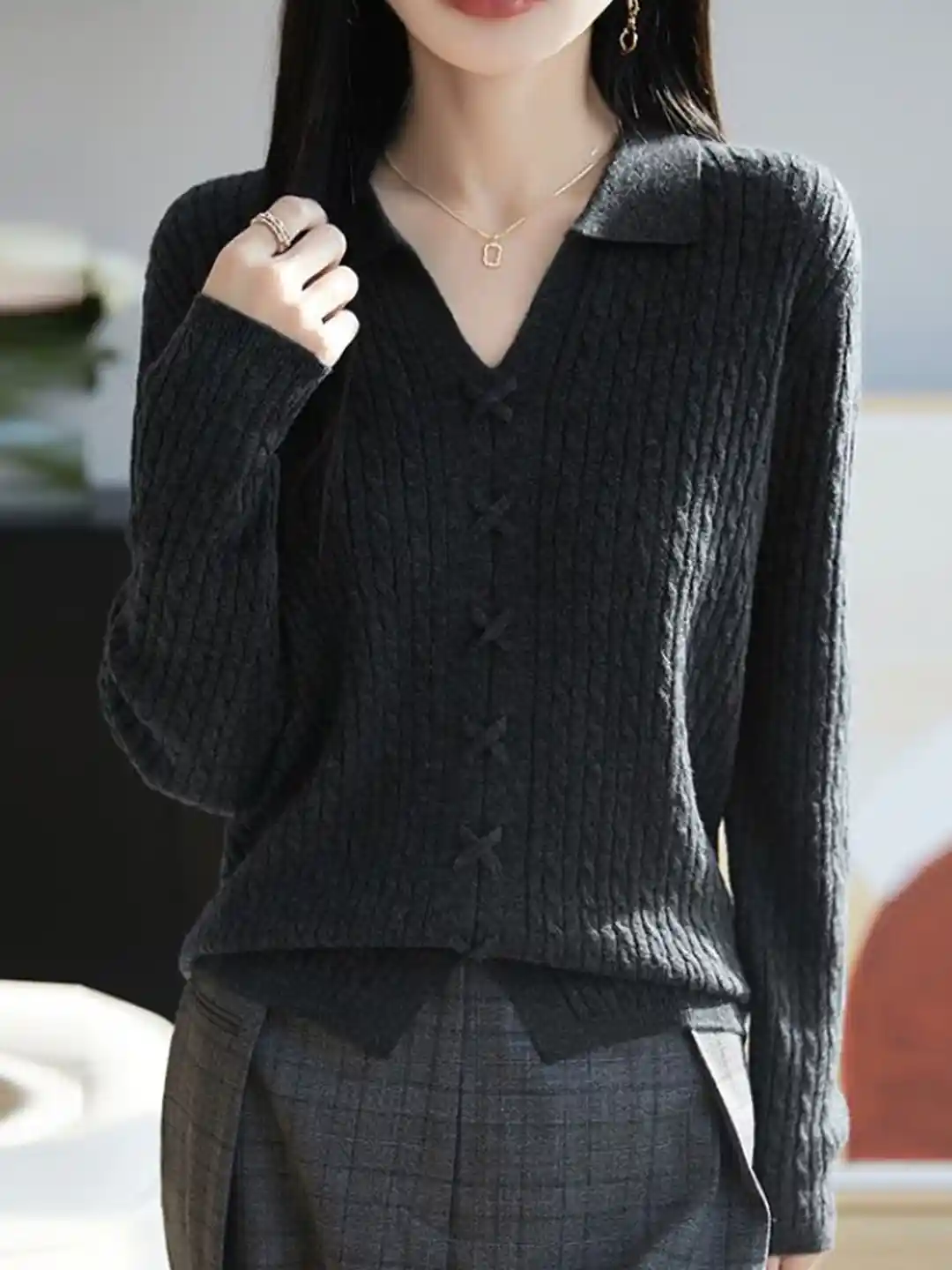 StyleCast Women Self Design Long Sleeve Loose Fit Sweater