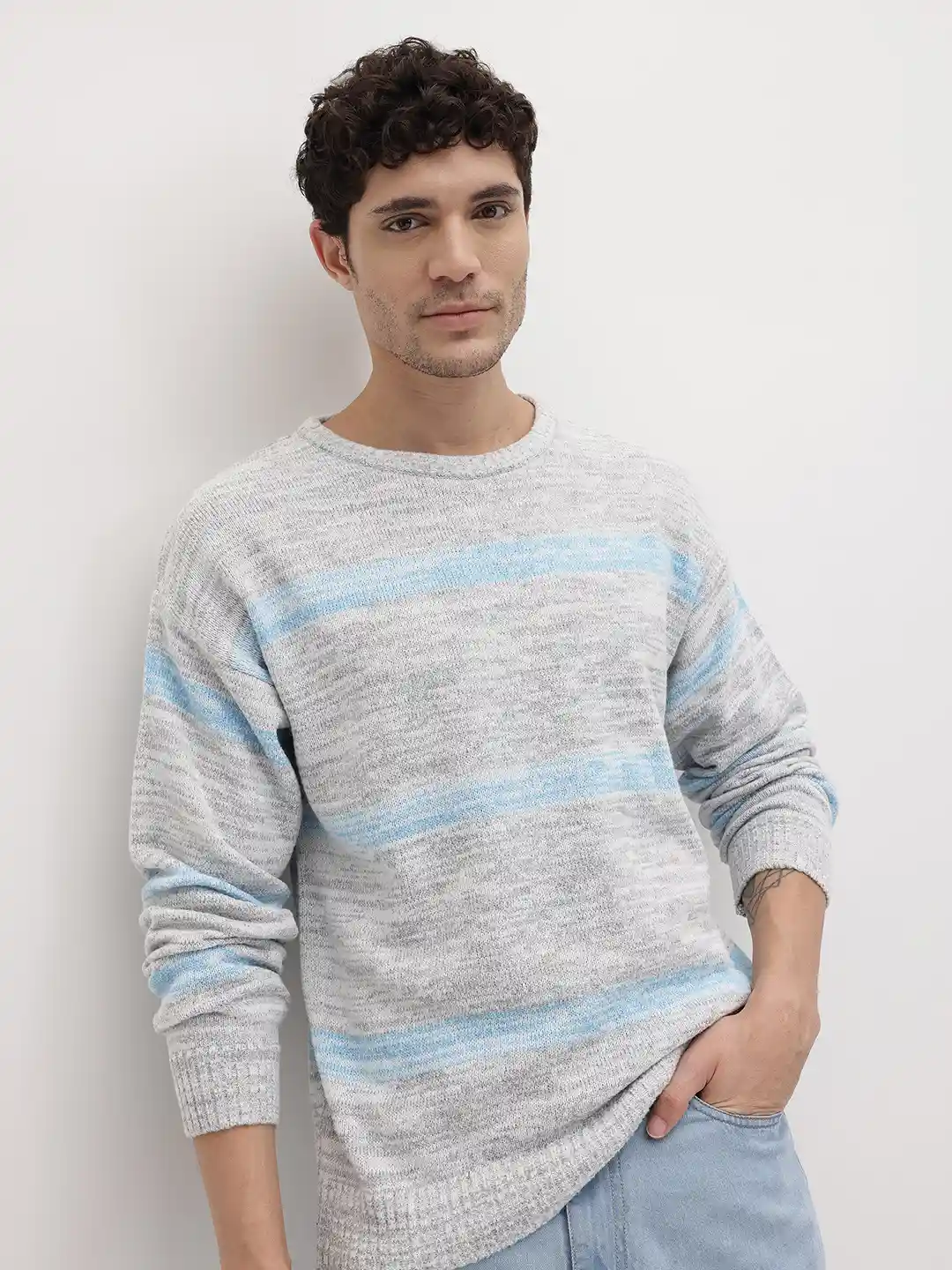 Myntra Ribbed Buttoned Sweater Buy The Roadster Life Self Striped