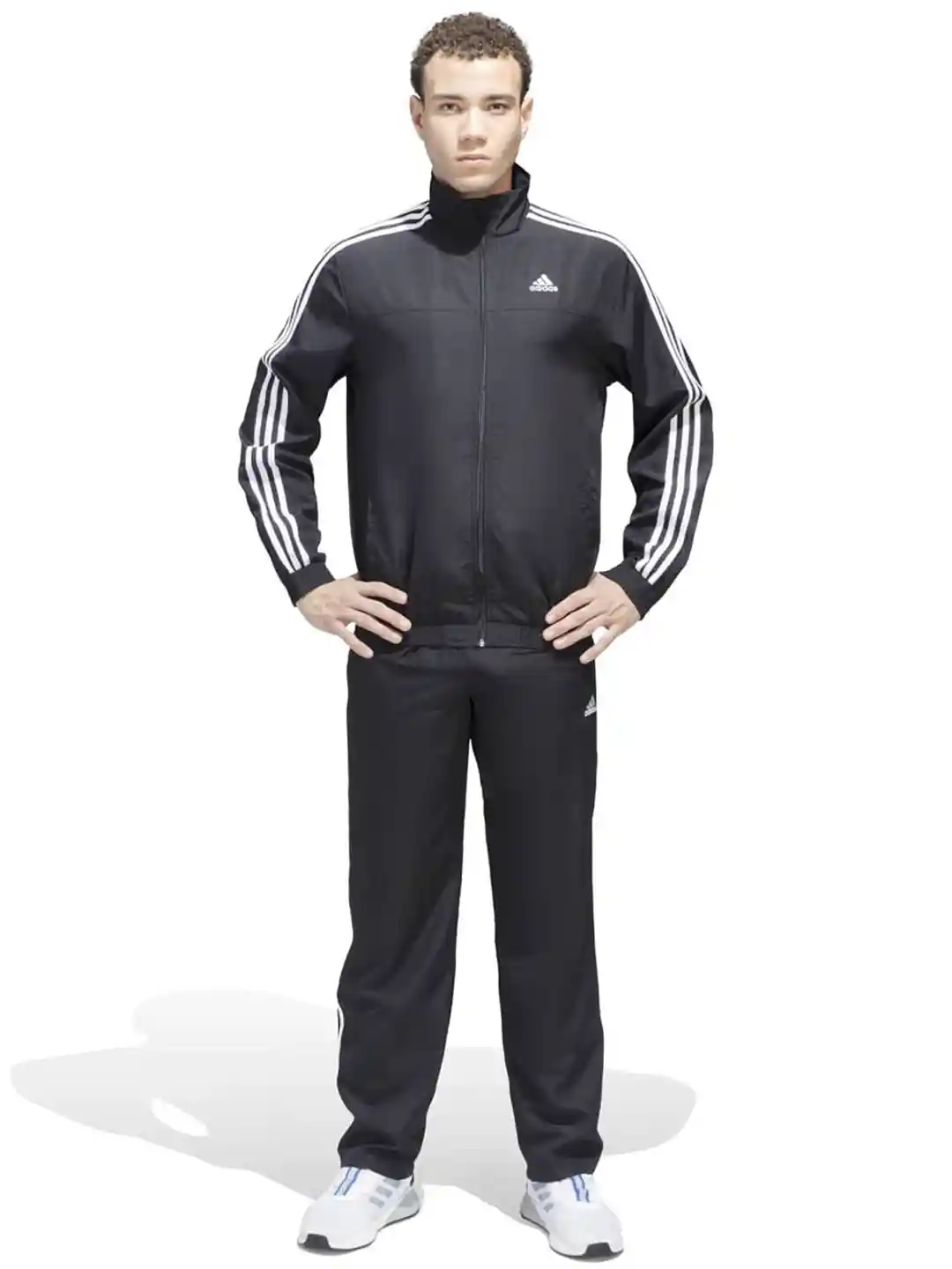 Buy ADIDAS Striped Mock Collar Mid-Rise Zipper Tracksuit