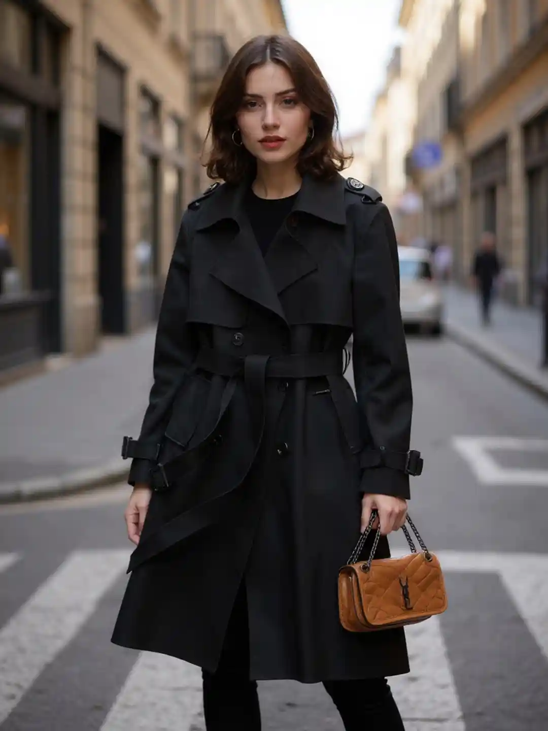 Mast Harbour Women Solid Notched Lapel Knee Length Trench Coat