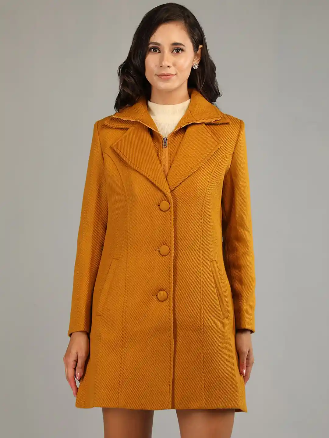 Buy HONNETE Women Regular Fit Ribbed Notched Lapel Single-Breasted