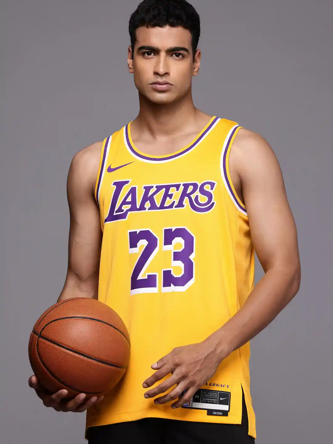 Nike Los Angeles Lakers Icon Edition Varsity Printed Dri-FIT Basketball  Sports T-shirt