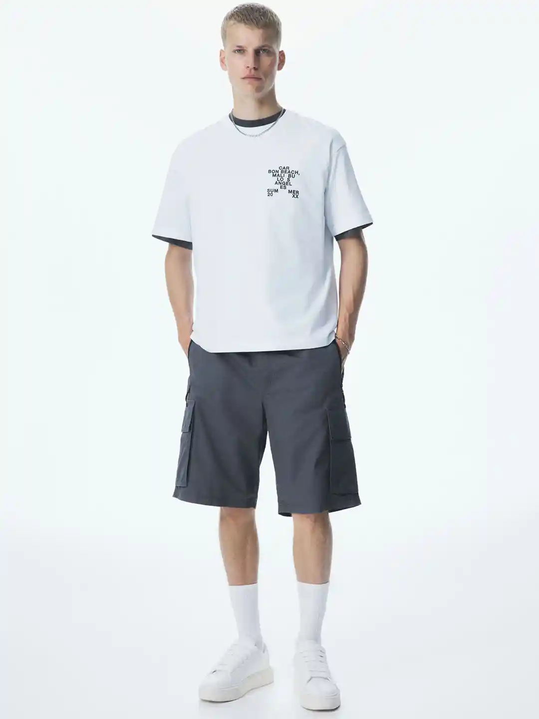 Buy H&M Men Pure Cotton Relaxed Fit Cargo Shorts Shorts for Men