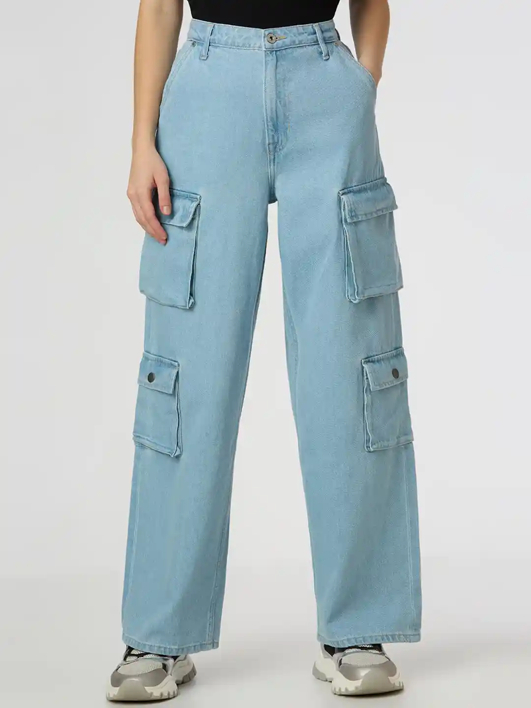 Buy Pepe Jeans Women Straight Fit High-Rise Cargos Trousers