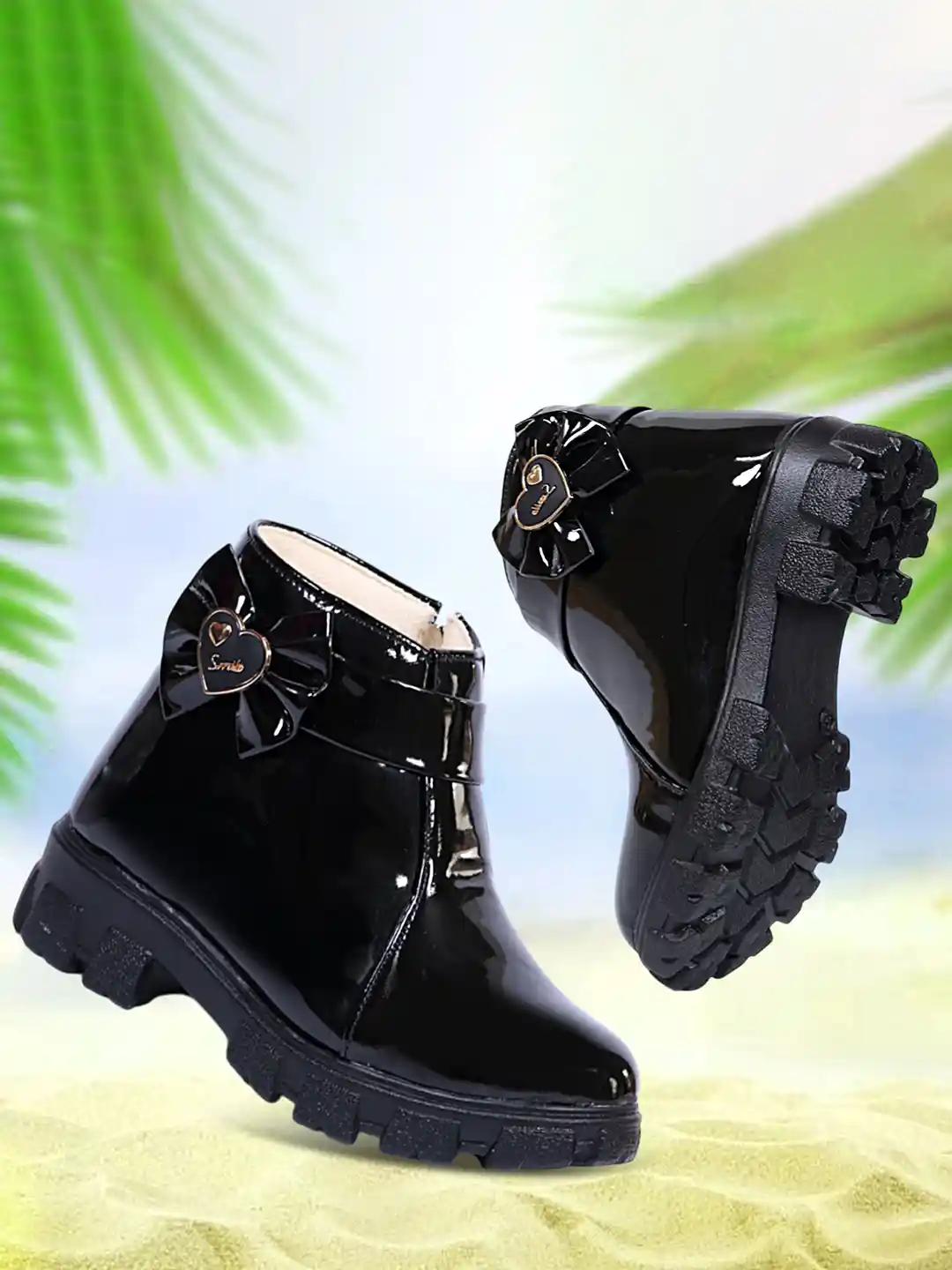 MUKUNDU Girls Mid-Top Bow Detail Boots