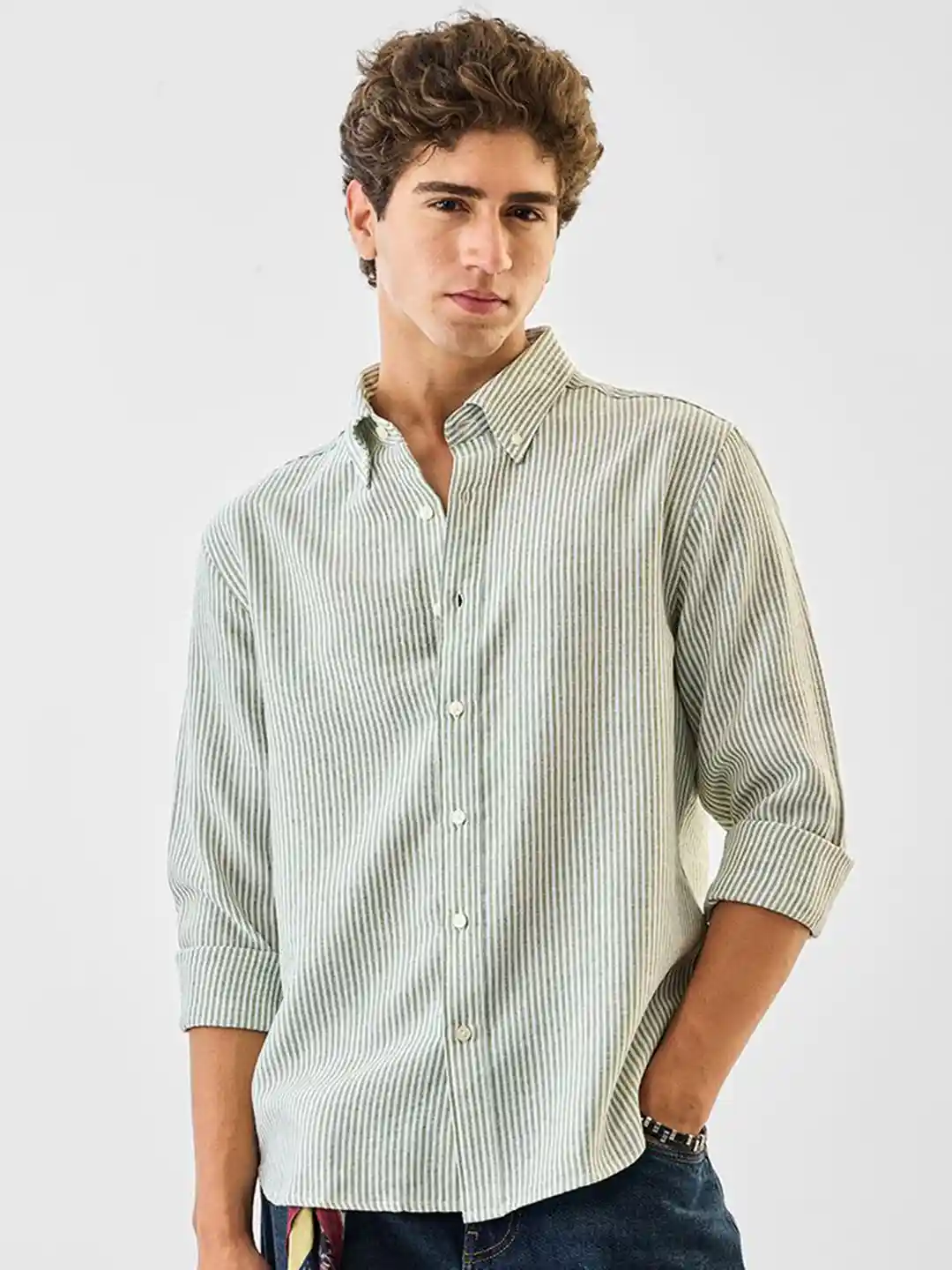 Snitch Vertical Striped Button-Down Collar Casual Shirt