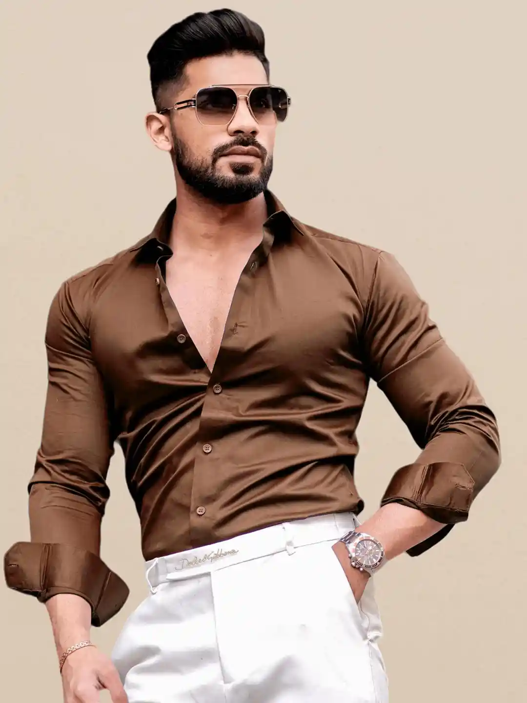 Buy INDOPRIMO Men Solid Spread Collar Satin Casual Shirt Shirts