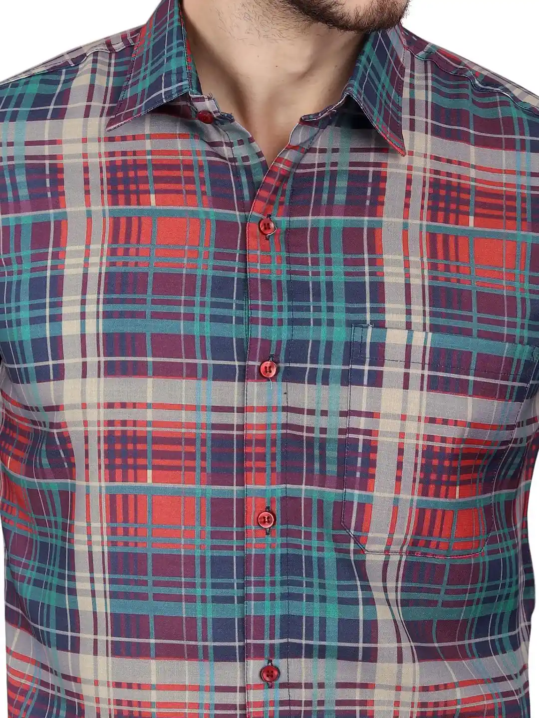 Buy INDOPRIMO Men Checked Spread Collar Casual Shirt Shirts for