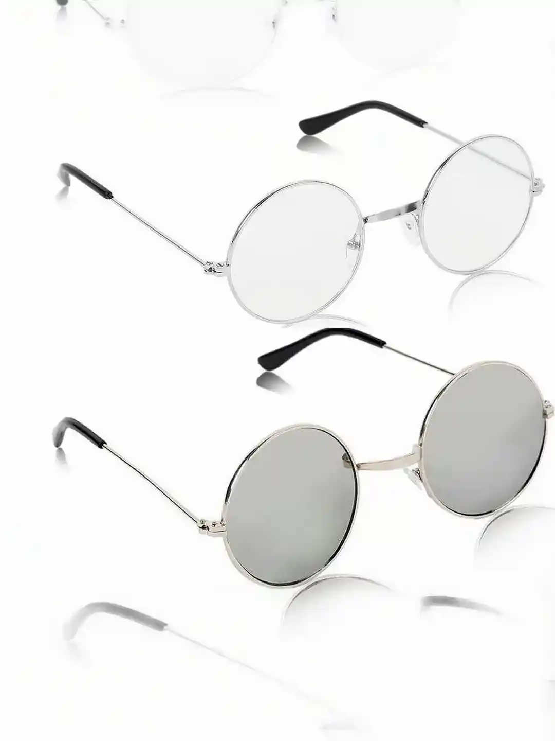 Buy Arzonai Unisex Pack of Clear Lens Black Round Sunglasses