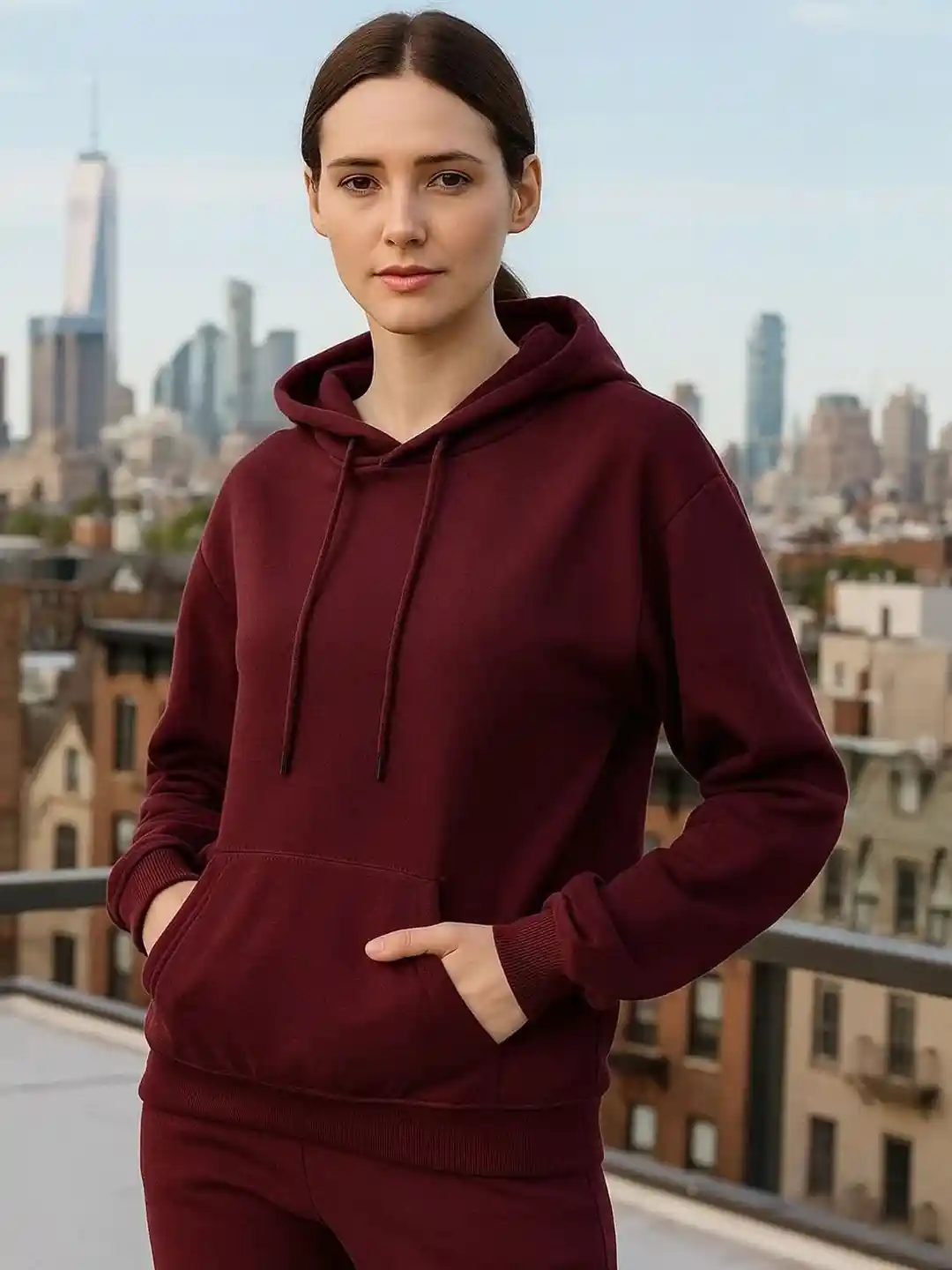 Mast Harbour Women Pure Cotton Fleece Hoodie