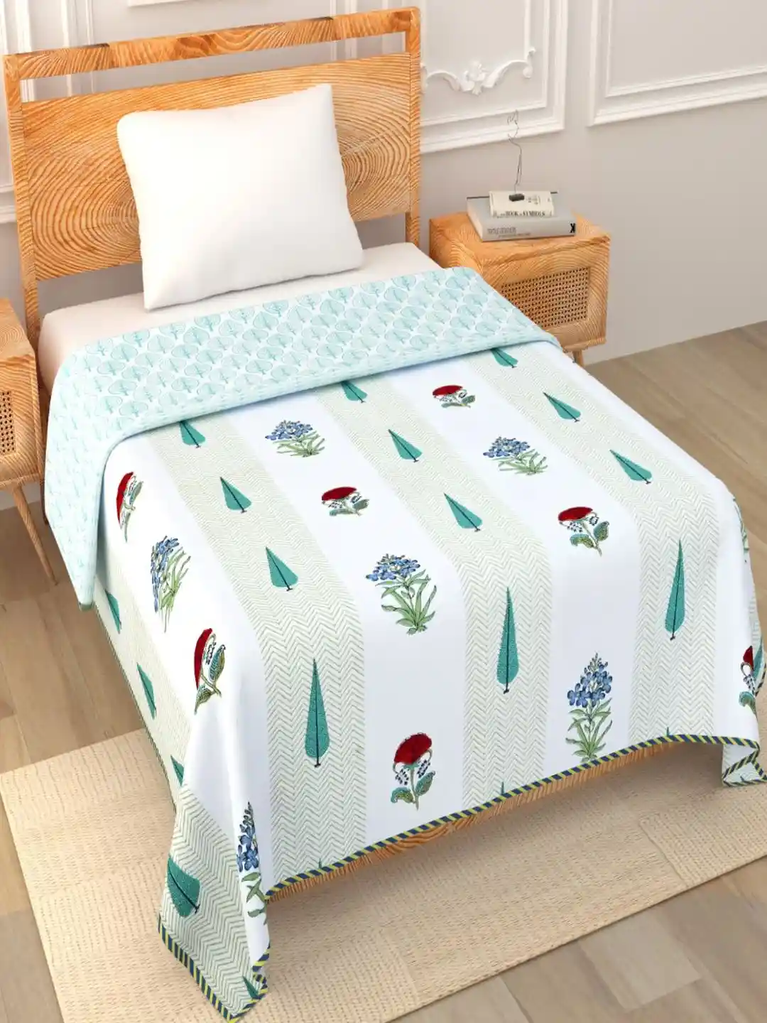 Buy Myntra Elegant Homes White Blue Ethnic Motifs AC Room Dohar