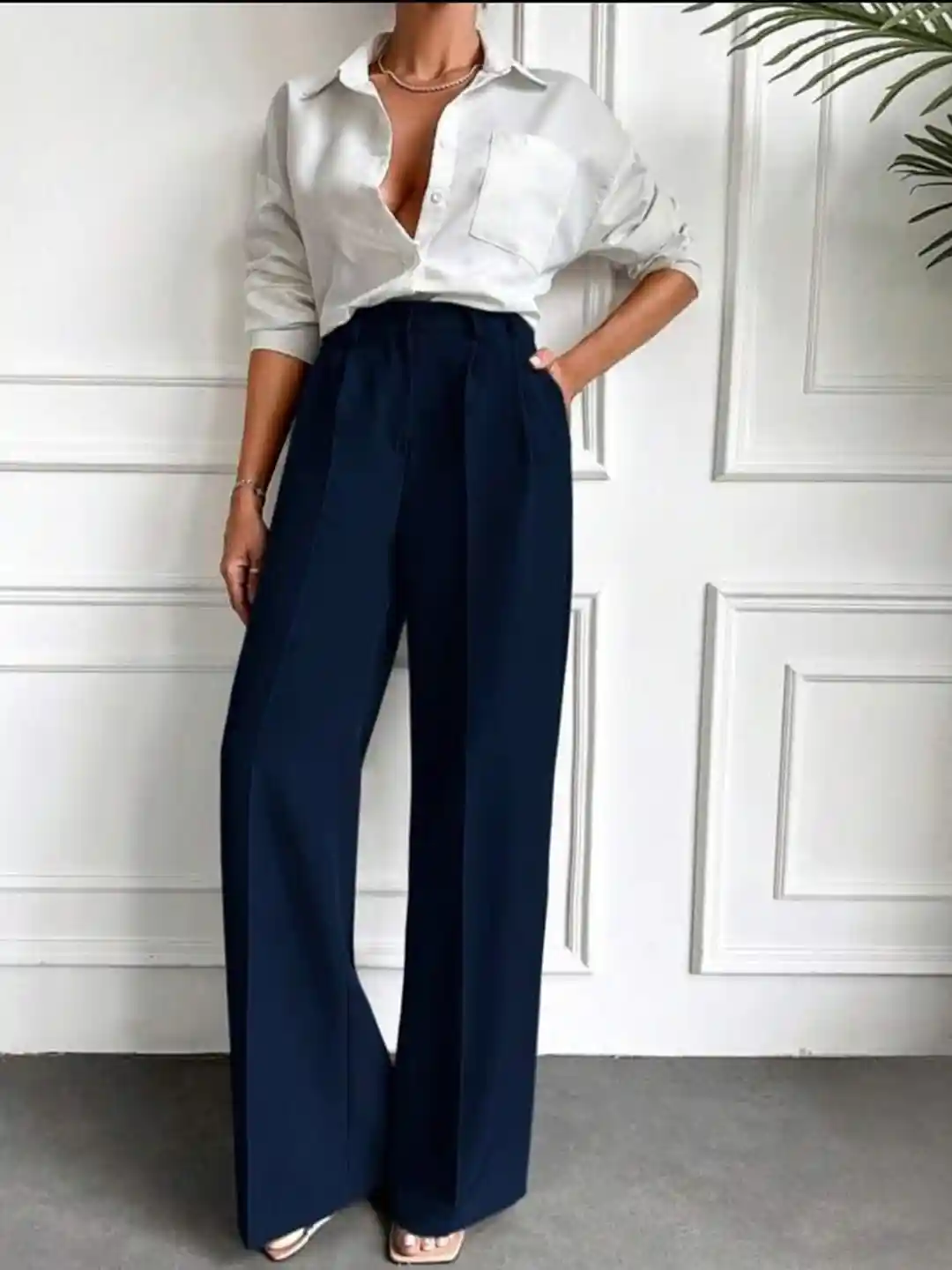 BROADSTAR Women Smart Wide Leg High-Rise Korean Pants Trousers