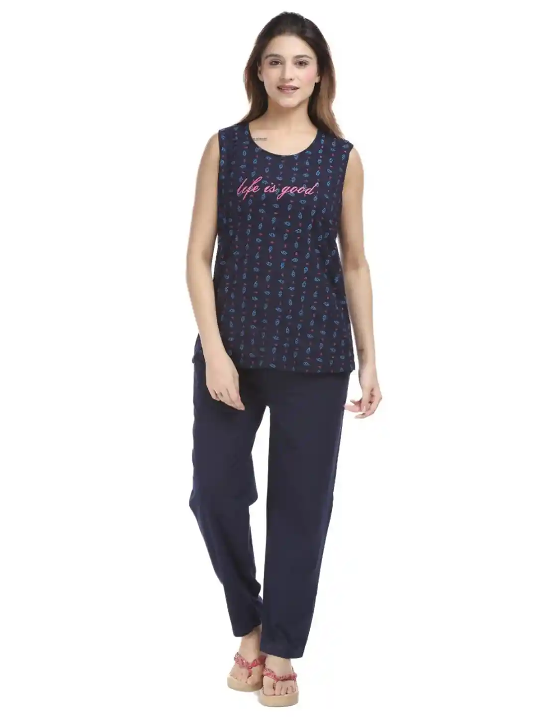 Buy E-MAX Printed Sleeveless Round Neck Night suit Night suits