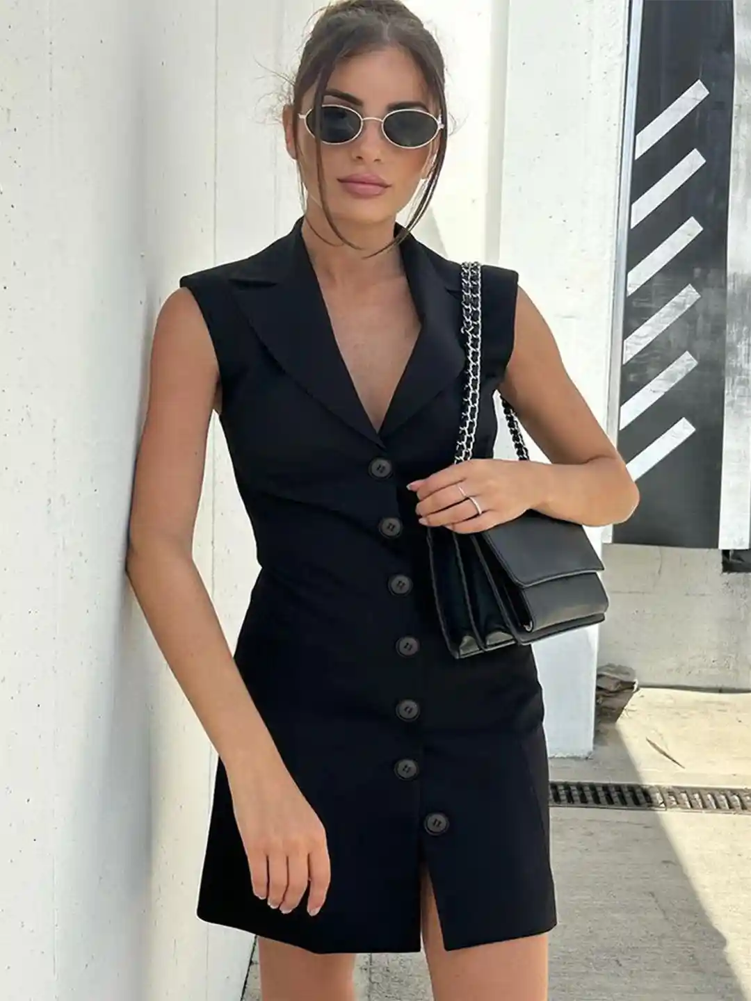 LULU SKY Women Shirt Collar Blazer Mini Dress