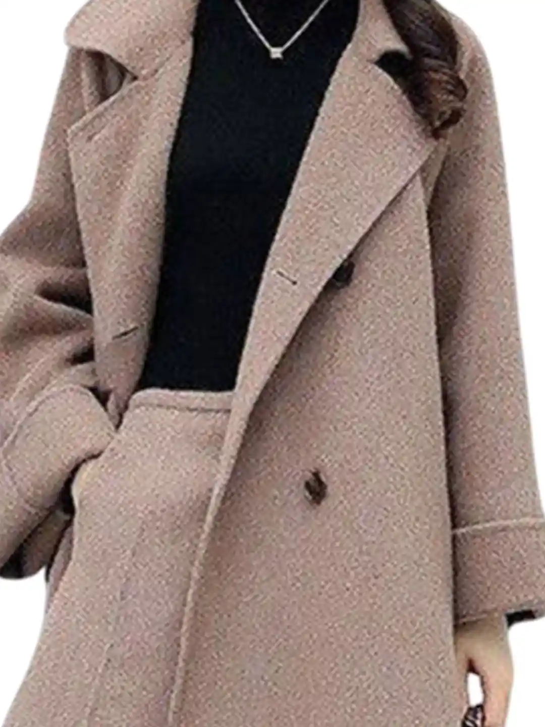 bebe Women Double-Breasted Notched Lapel Overcoat Coats