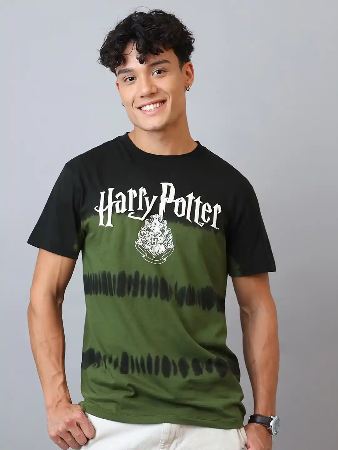 Buy Free Authority Men Harry Potter Typography Printed Round Neck