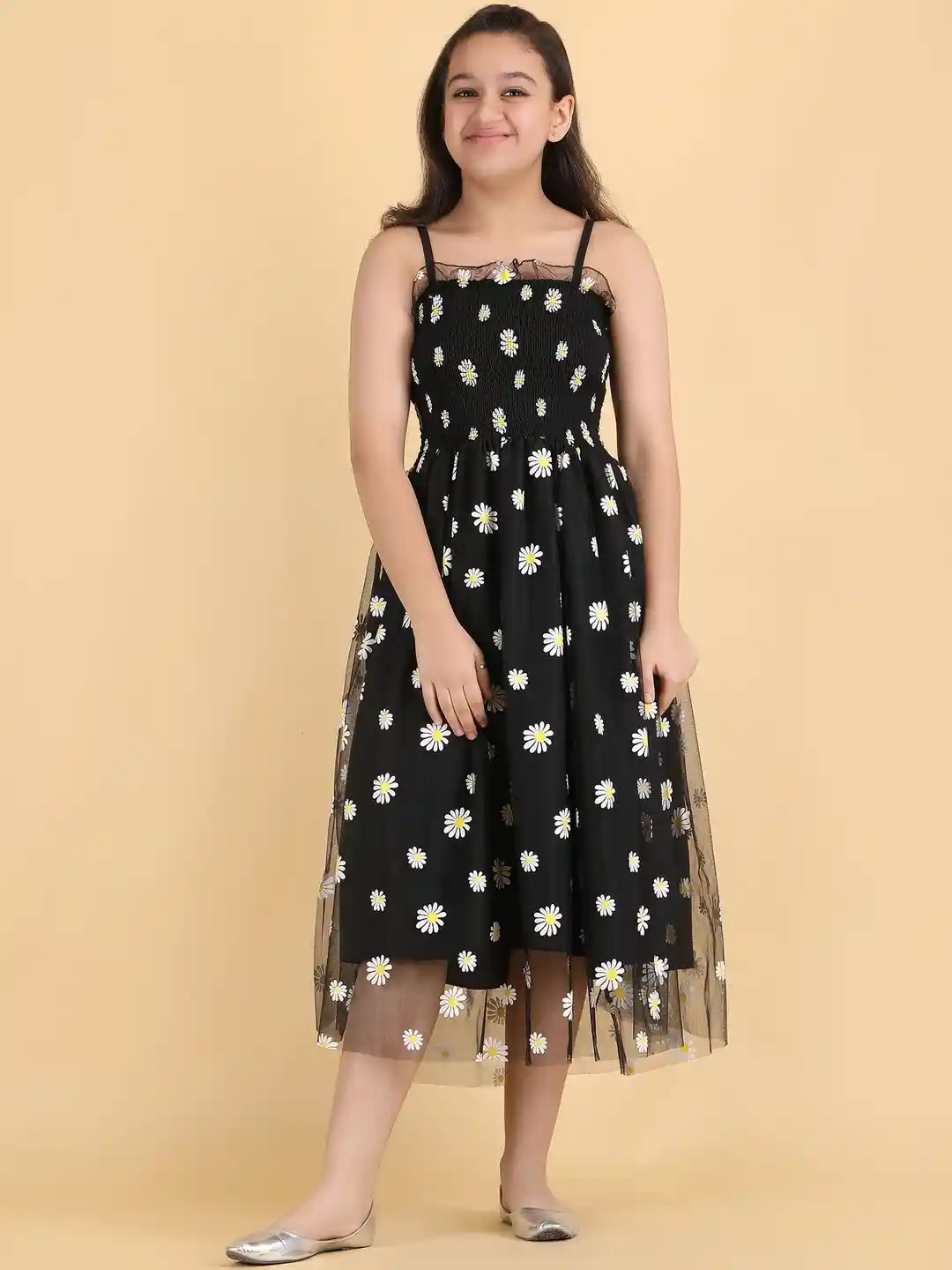 Buy YK Girls Black Fit and Flare Off-Shoulder Dress Dresses for