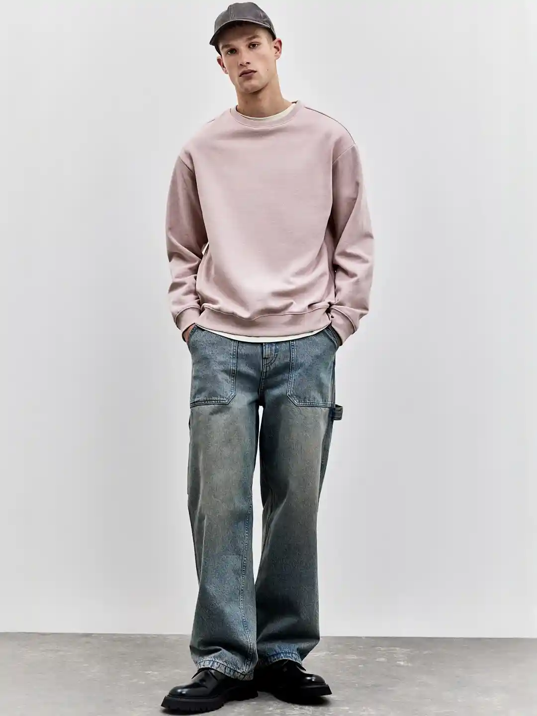 Crew Neck Oversized Baggy Sweatshirt WUAI-Men Crewneck Sweatshirt