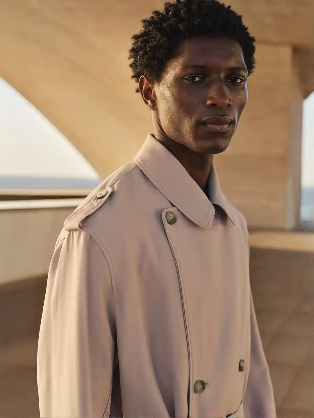 H&m Trench Coat Polyester H&M Men Relaxed Fit Trench Coat - Main Image