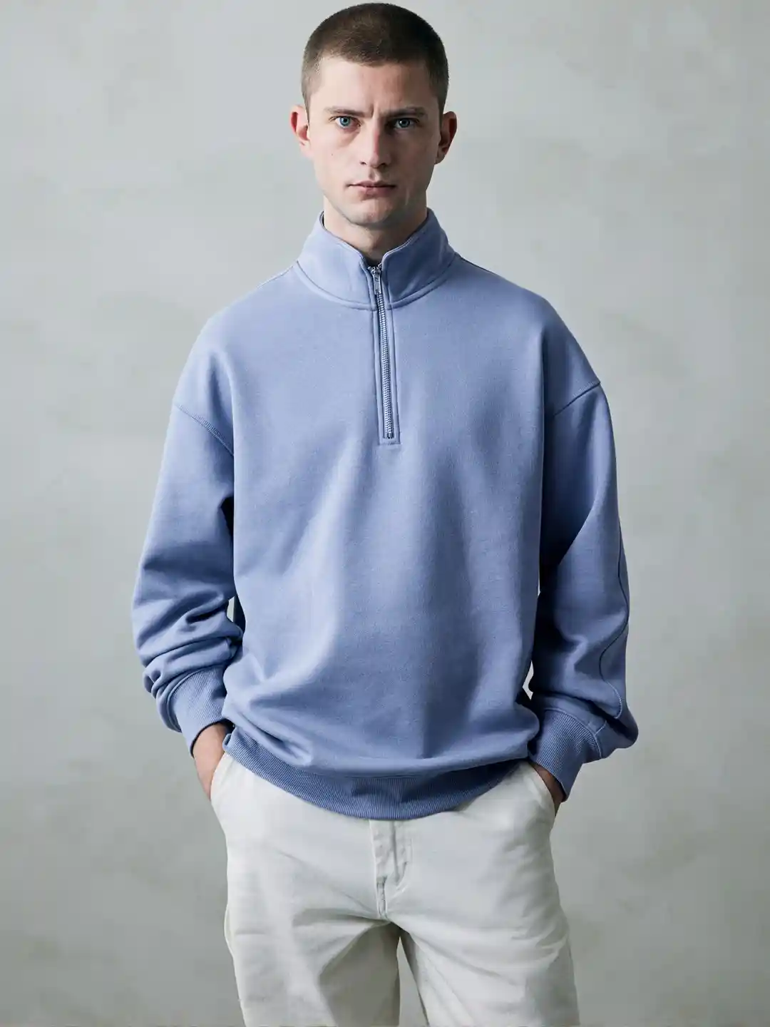 H&m Mens Pastel Blue Hoodie Oversized Hoodie Polyester Polka