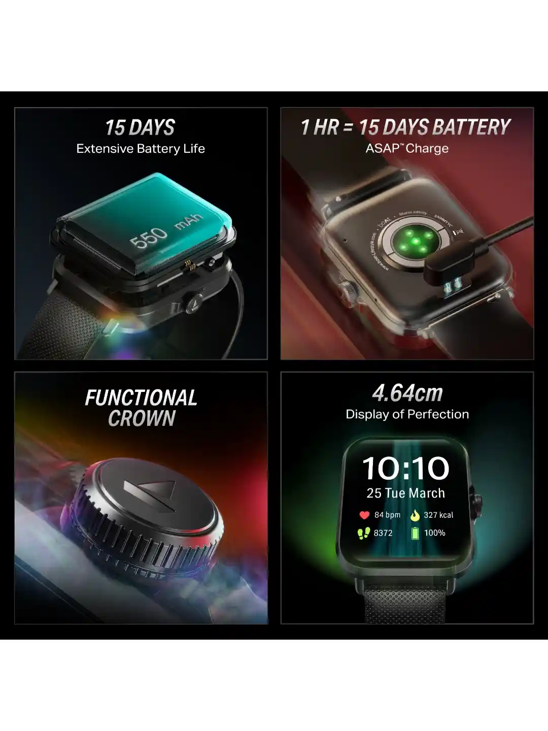 boAt Storm Infinity Smartwatch With 550mAh 15 Days Battery HD  Display BT Calling
