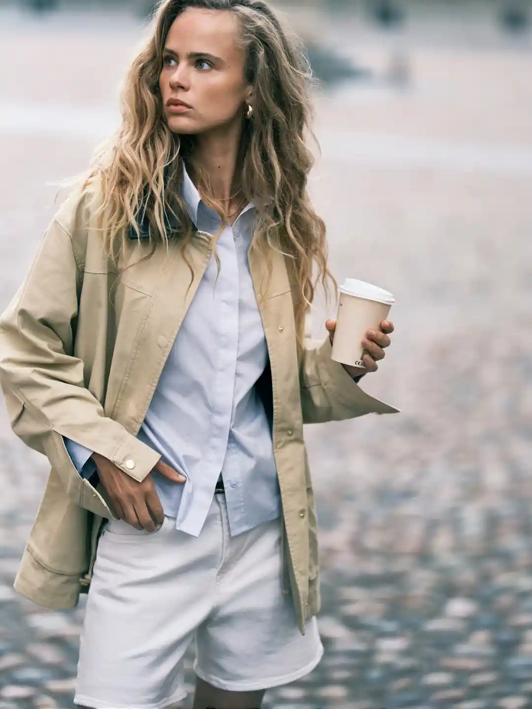 Buy H&M Pure Cotton Coated Collar Twill Jacket Jackets for Women