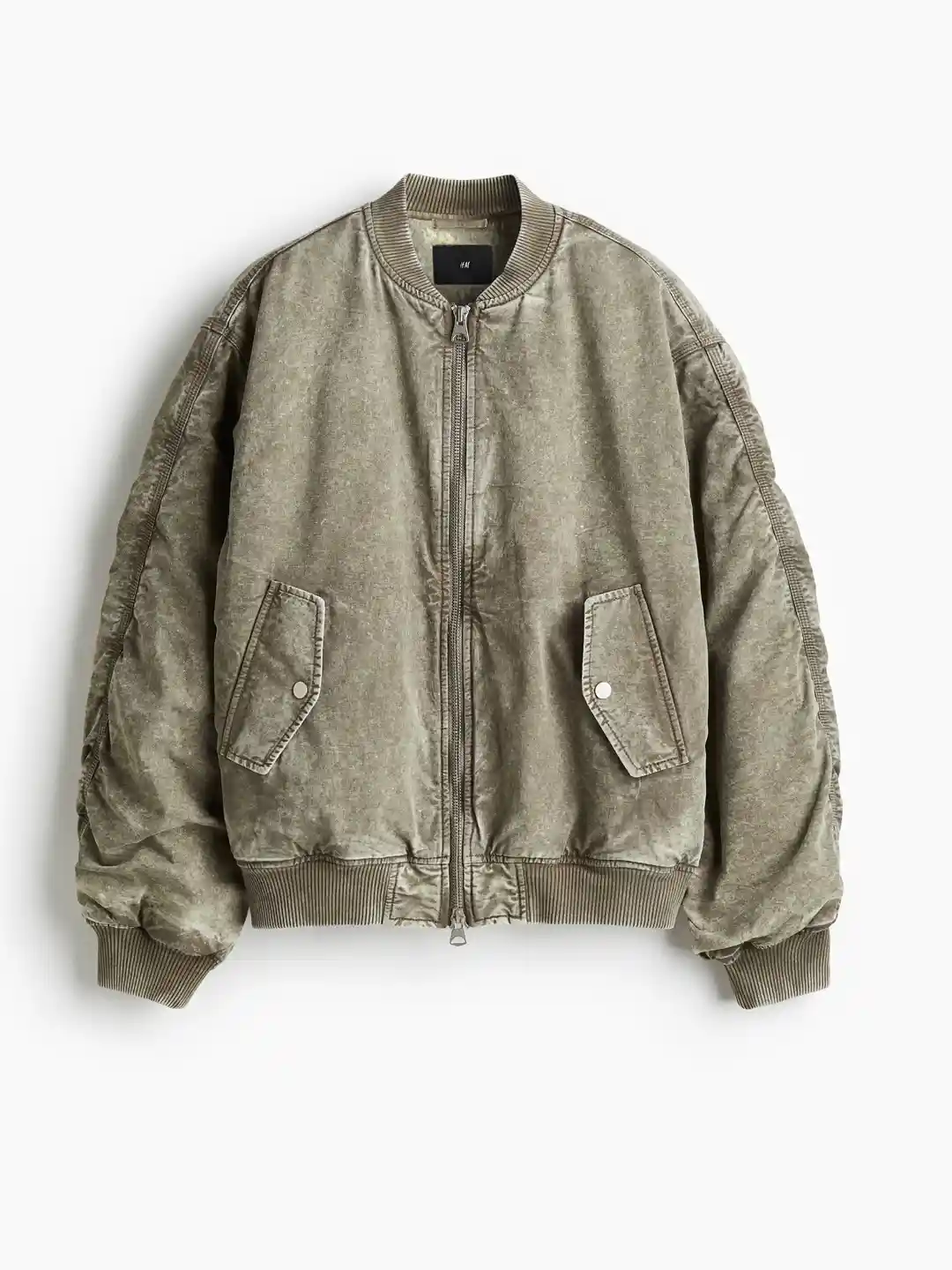 Buy H&M Pure Cotton Loose Fit Washed Bomber Jacket Jackets for
