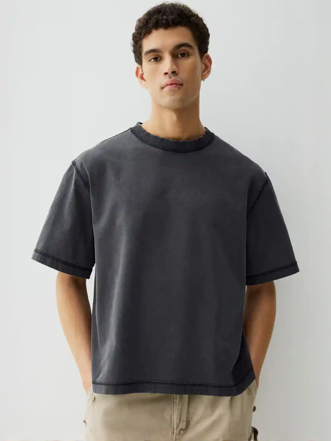 Buy H&M Boxy Fit Washed T-Shirt Tshirts for Men 32047118 Myntra