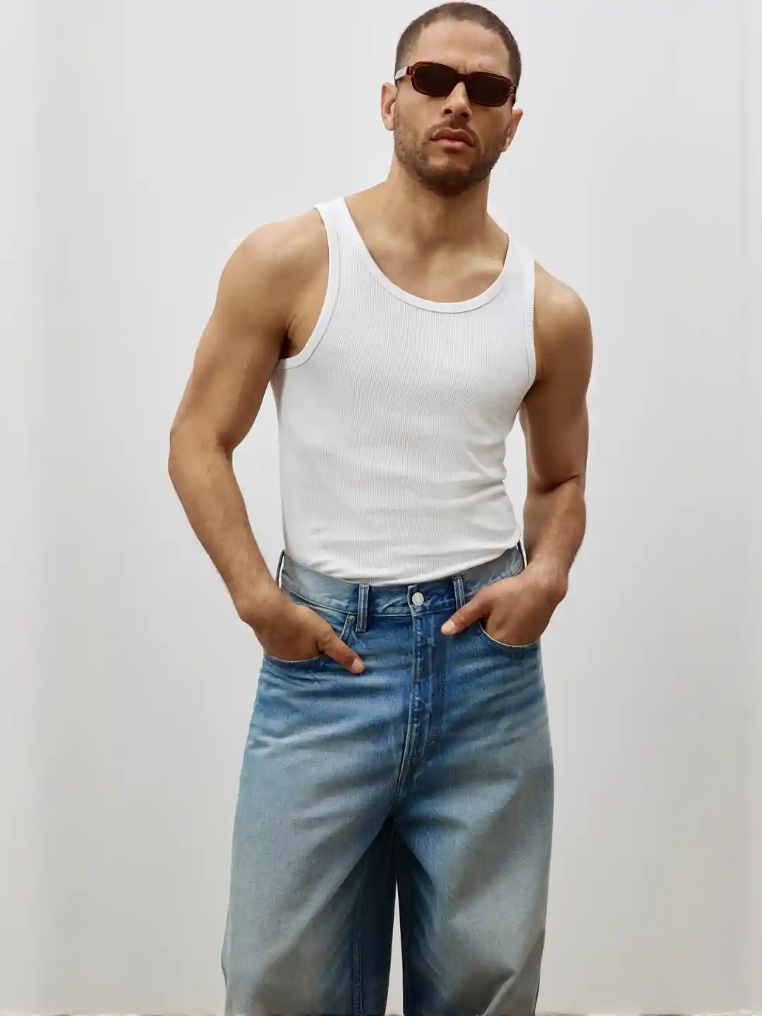 Buy H&M Men Slim Fit Ribbed Vest Top Tshirts for Men 27726104