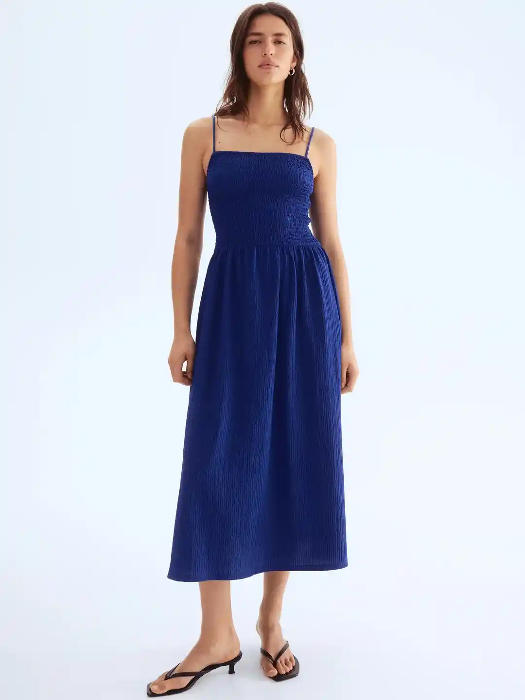 Midi Dresses Hm Smock Dress Women Smocked Off-The-Shoulder Dress