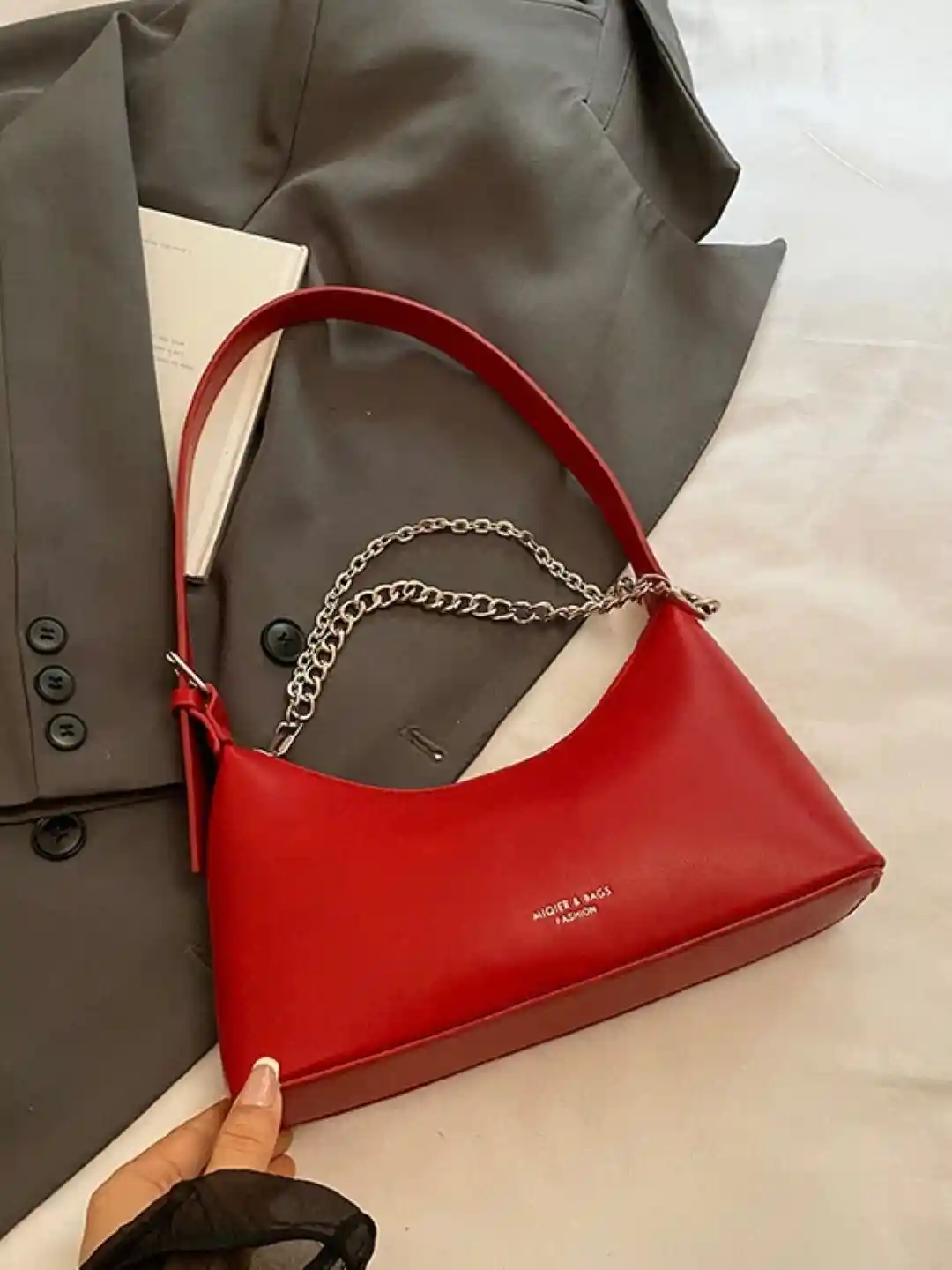 CORSICA Red Solid PU Small Casual Hobo Bag