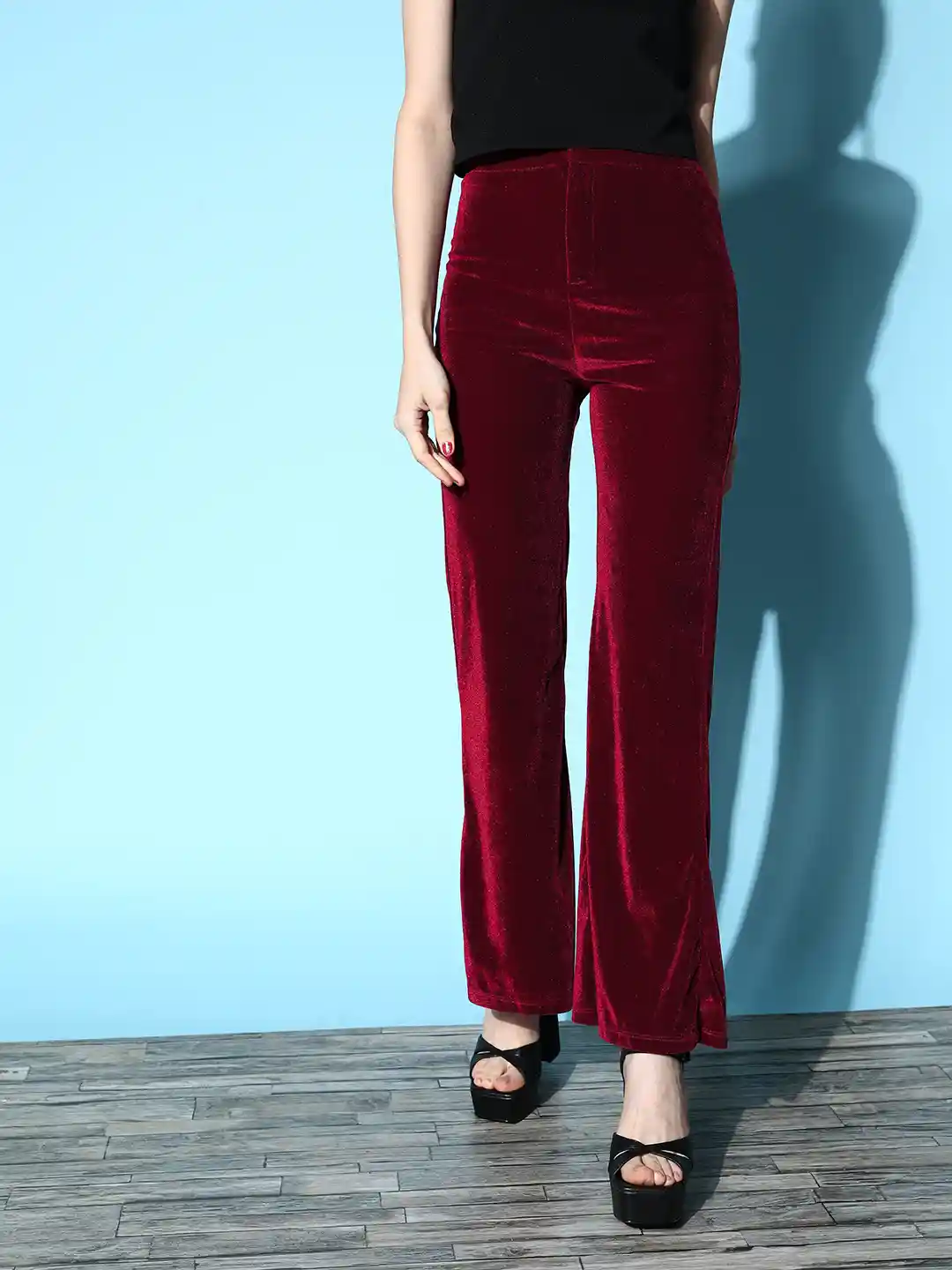 velvet Velvet pants Wine Splendor Label THEREDTHREAD velvet porch