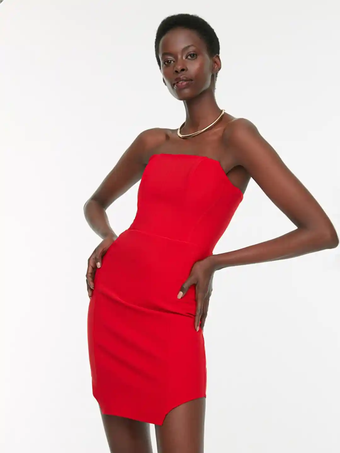 Buy Trendyol Red Solid Off-Shoulder Bodycon Mini Dress Dresses