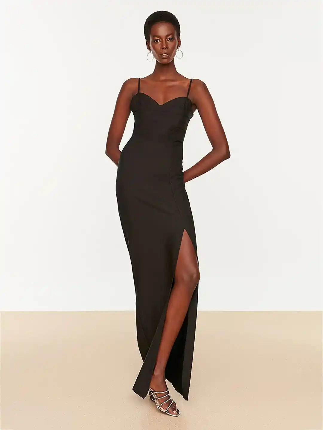 Buy Trendyol Black Solid Maxi High Slit Dress Dresses for Women