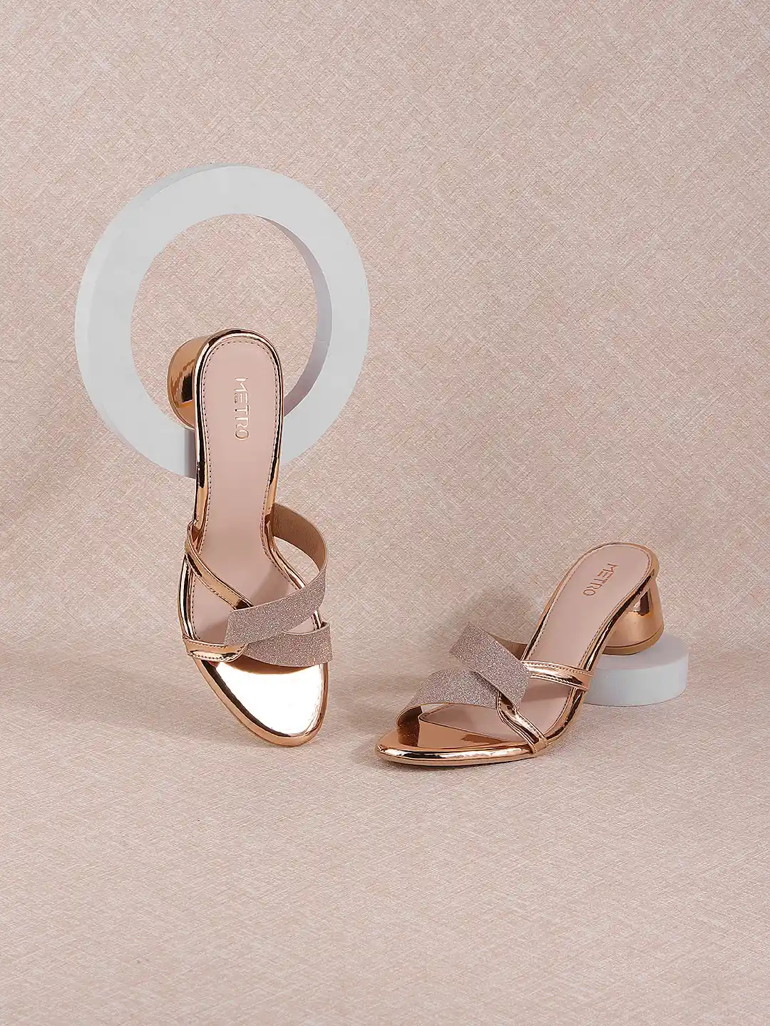 Metro Women Pink Block Heels - Main Image