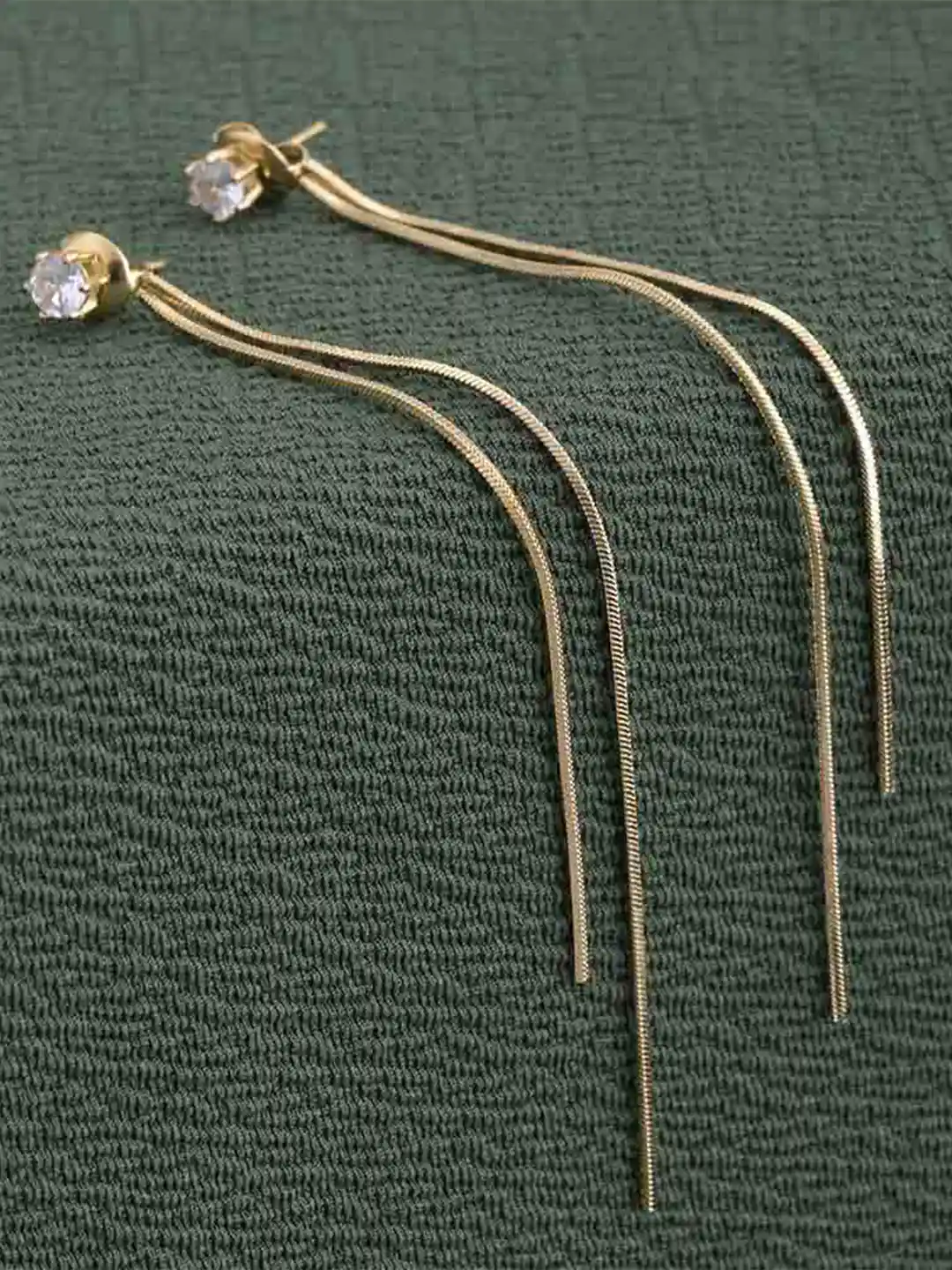 Buy PALMONAS Gold-Plated White Contemporary Drop Earrings