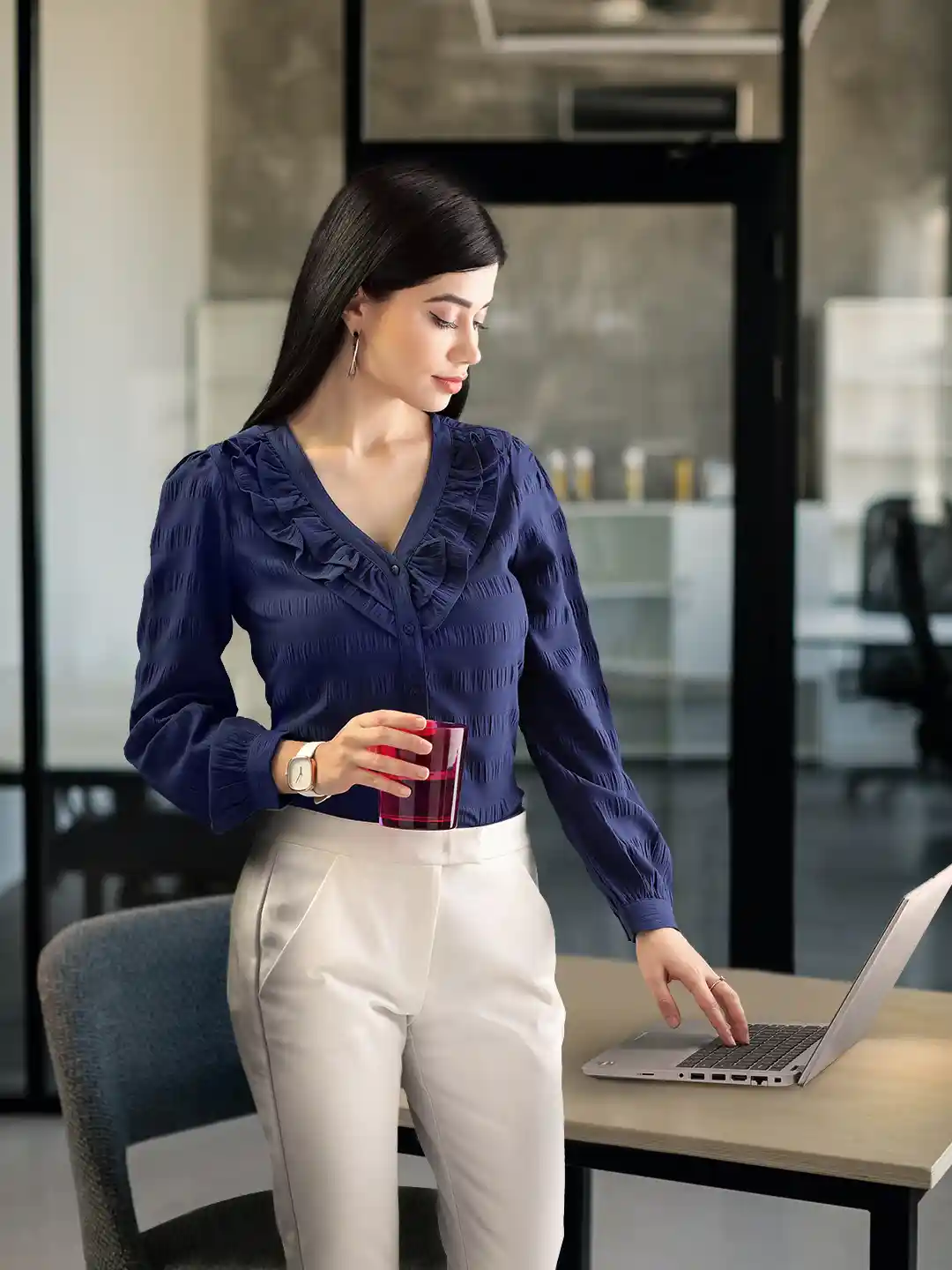 Buy Van Heusen Woman V-Neck Shirt Style Formal Top Tops for