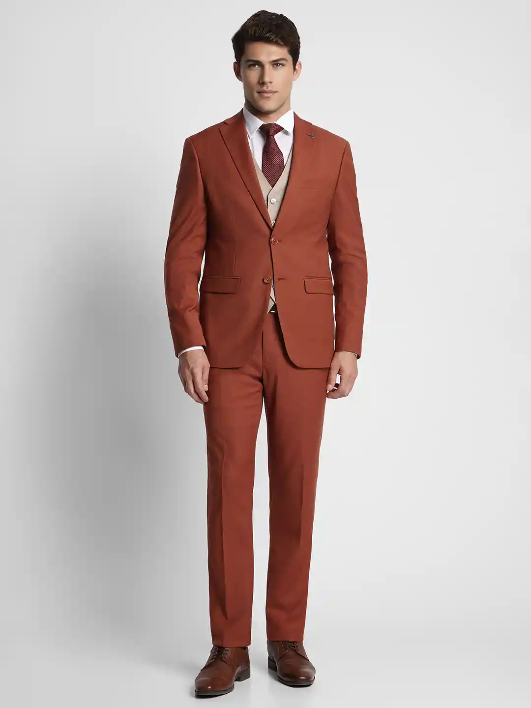 Buy Peter England Elite Men Brown Single-Breasted Slim-Fit 3-Piece