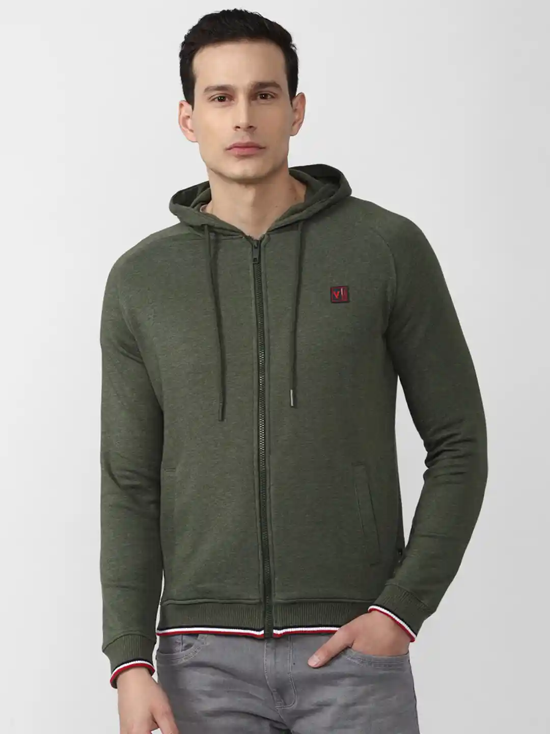 Buy Van Heusen Sport Men Olive Green Hooded Sweatshirt