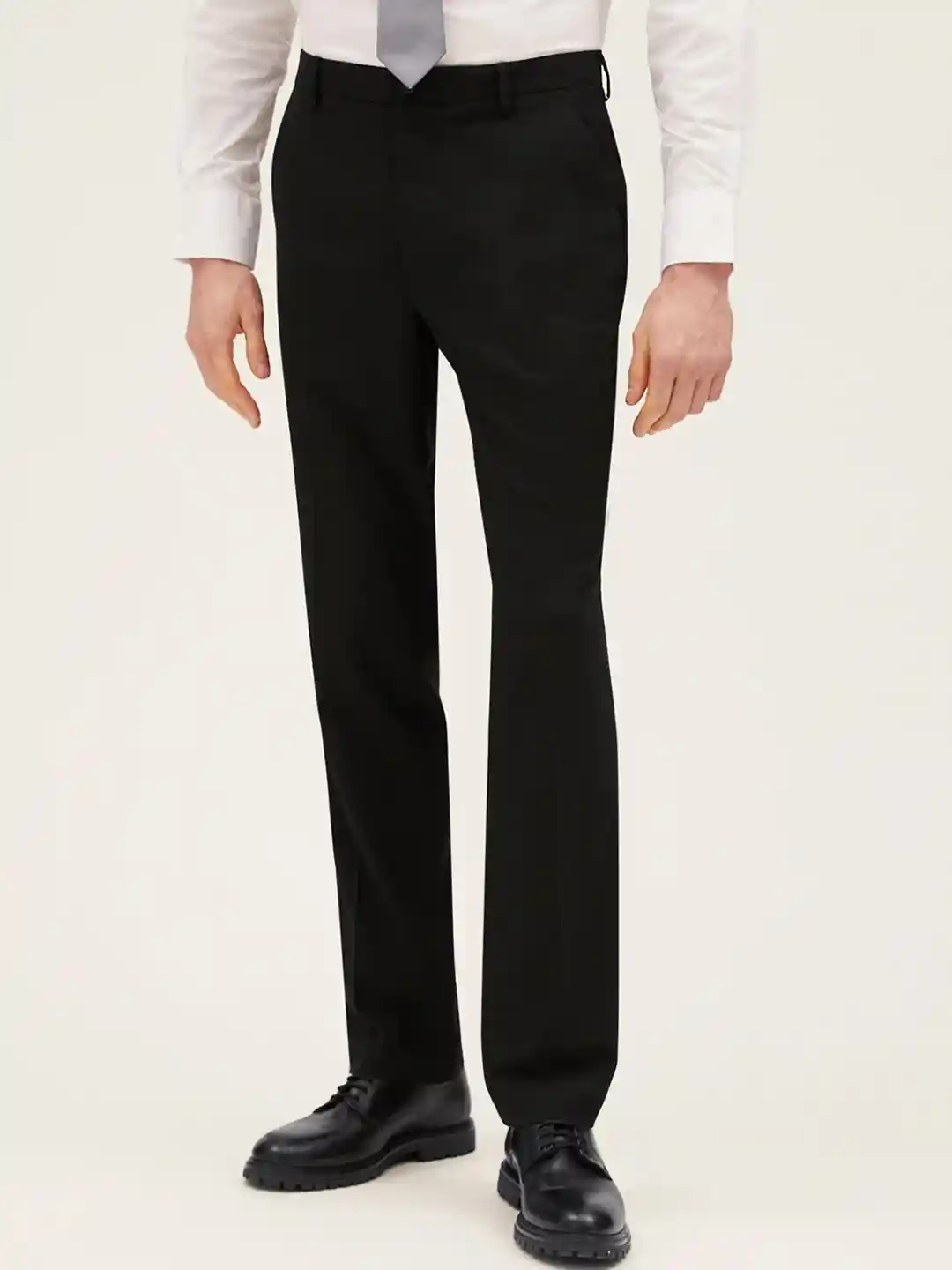Buy Marks Spencer Men Black High-Rise Formal Trouser Trousers