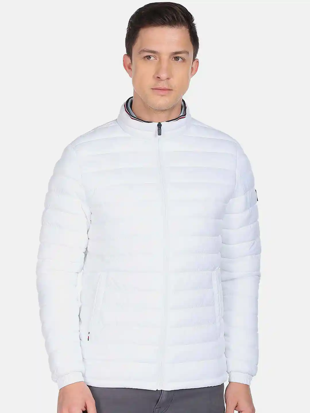 Buy Arrow Sport Men White Lightweight Washed Crop Quilted Puffer